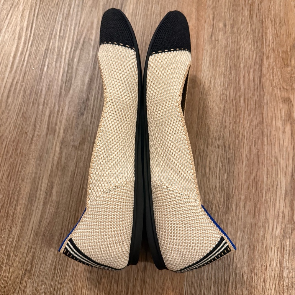 Rothy's The Square in Tuxedo Cap Toe Knit Flats Women's 8.5 Minimalist Preppy - Picture 5 of 7